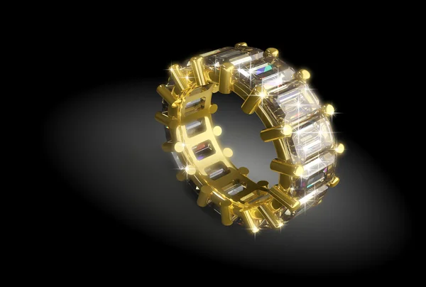 Золоте кільце з діамантом — стокове фото