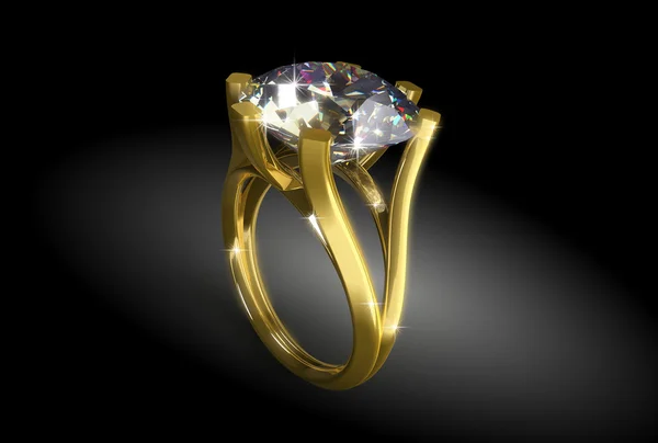 Złoty pierścień z diamentem — Zdjęcie stockowe