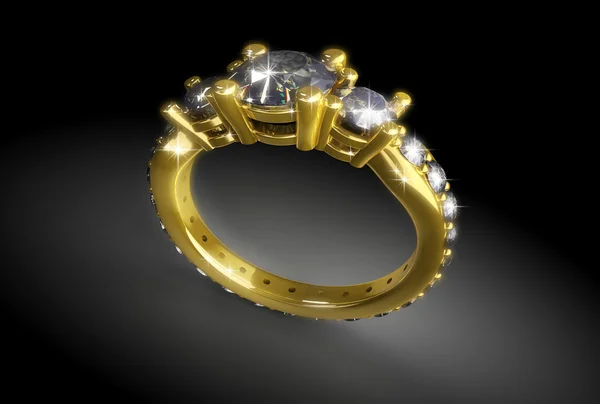 Guld ring med diamant — Stockfoto
