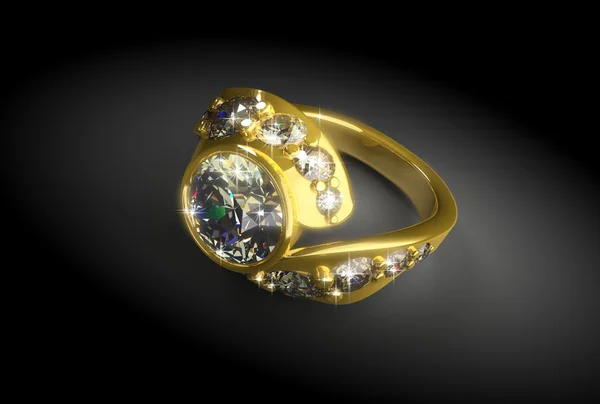 Anello in oro con diamante — Foto Stock