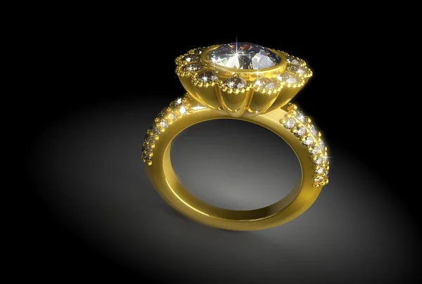 Χρυσό δαχτυλίδι με διαμάντι — Φωτογραφία Αρχείου