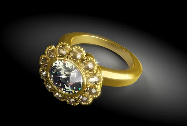 Goldring mit Diamant — Stockfoto