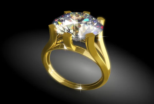 Goldring mit Diamant — Stockfoto