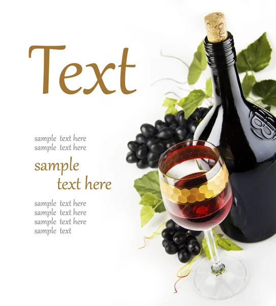 Glas wijn met druiven — Stockfoto