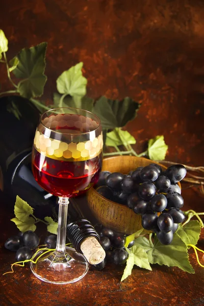 Copo de vinho com uvas — Fotografia de Stock