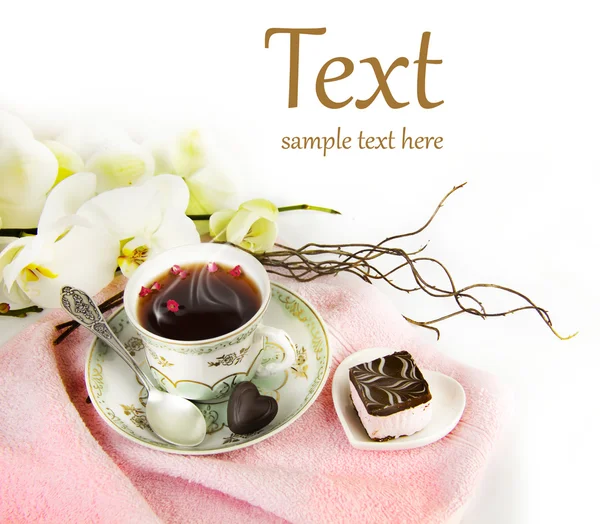 Tazza di tè nel centro benessere — Foto Stock
