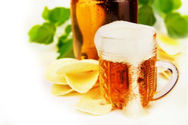 Beer and chips clipart