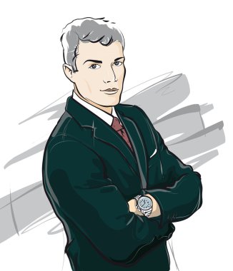 Young, confident businessman clipart