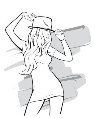 dancing girl in a cowboy hat clipart