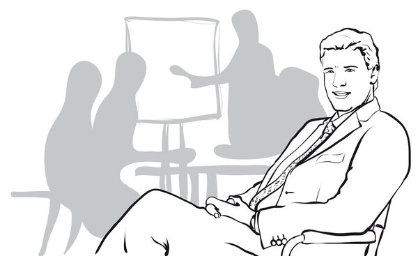 владелец успешного бизнеса на фоне офиса
