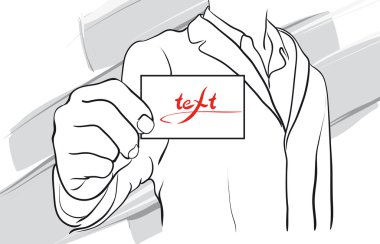 hand holding a blank business card clipart