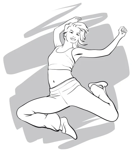 Heureux fille dans saut — Image vectorielle