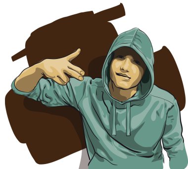 some guy with a face covered by a hood clipart