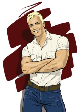 a guy with a beautiful figure and pleasing face clipart