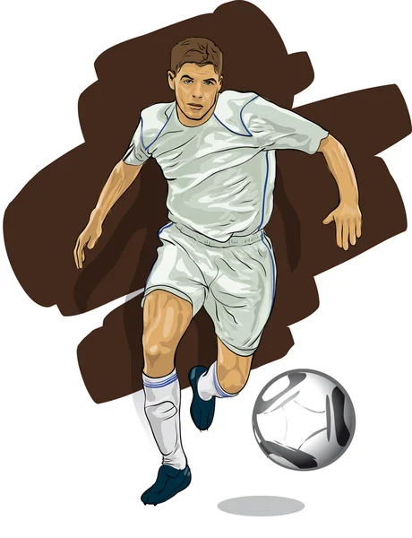 Leading player with the ball — Stock Vector