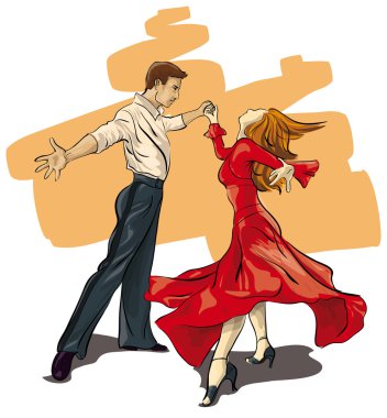 beautiful couple in ballroom dance clipart