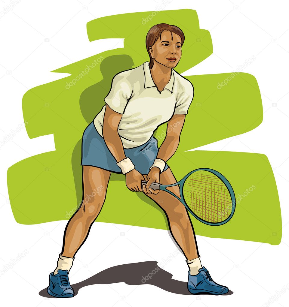 Tennis. Player with racket ready to hit a ball.