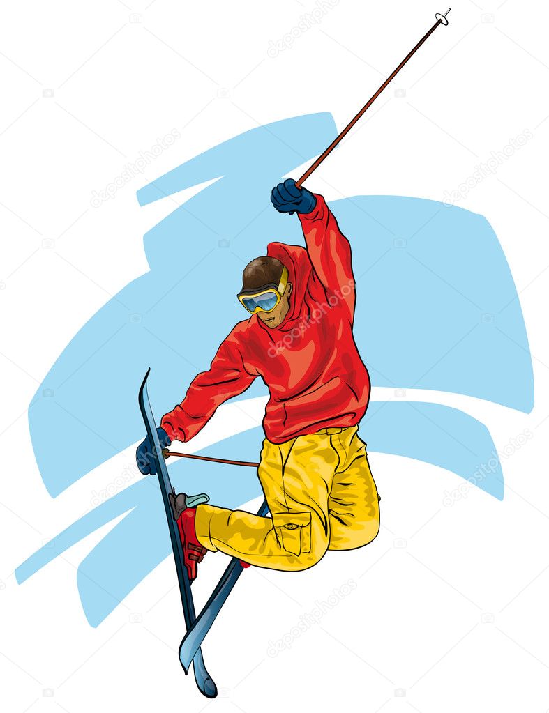 Skiing. acrobatic act
