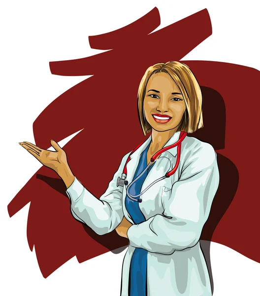 Belle femme médecin — Image vectorielle
