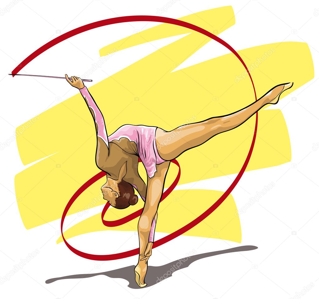 Рисовать гимнастку с лентой