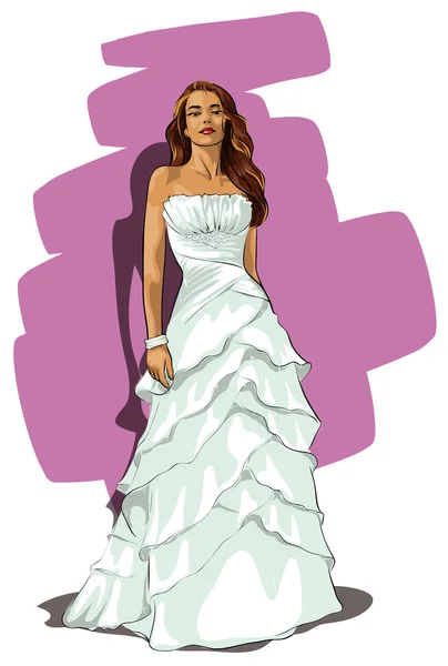 Красива дівчина в весільній сукні — стоковий вектор
