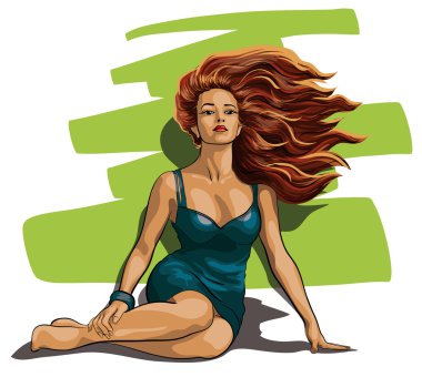 beautiful woman with fluffy hair clipart
