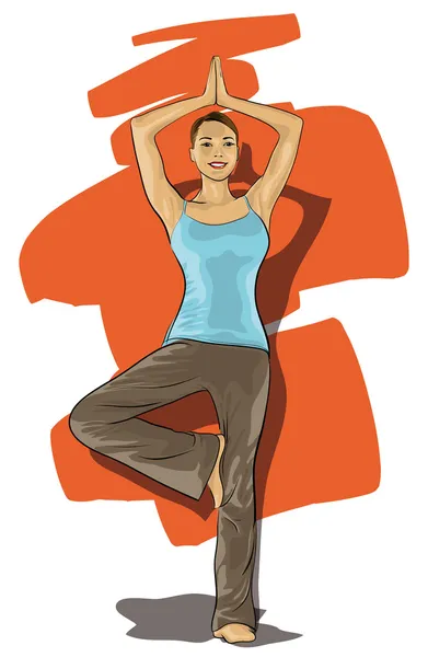 Kvinnor som deltar i sport, yoga — Stock vektor