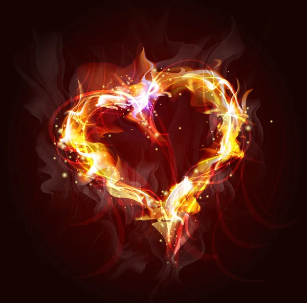 Coeur de fond de feu pour la conception — Image vectorielle
