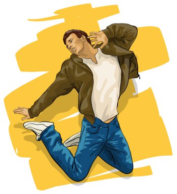 a young handsome guy in a jump clipart