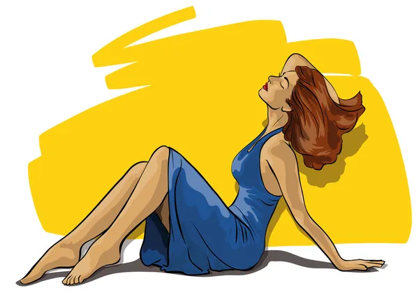 Femme sexy détendue sa tête jetée — Image vectorielle