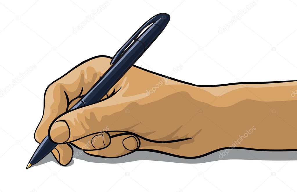 hand of a writing pen