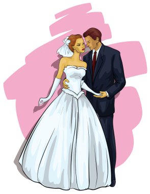 Wedding. A beautiful young couple clipart