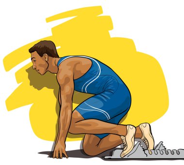 track and field athlete at the start clipart