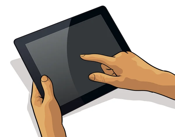 Tablet PC toque de um dedo —  Vetores de Stock