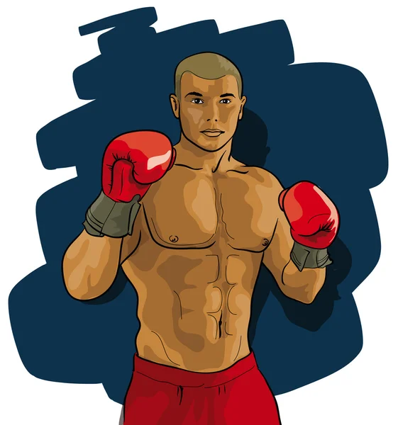 Homme. Un boxeur d'athlète fort . — Image vectorielle