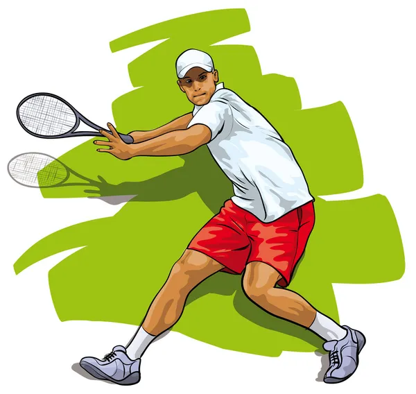 Super tennis. Athlète reflétant le choc — Image vectorielle