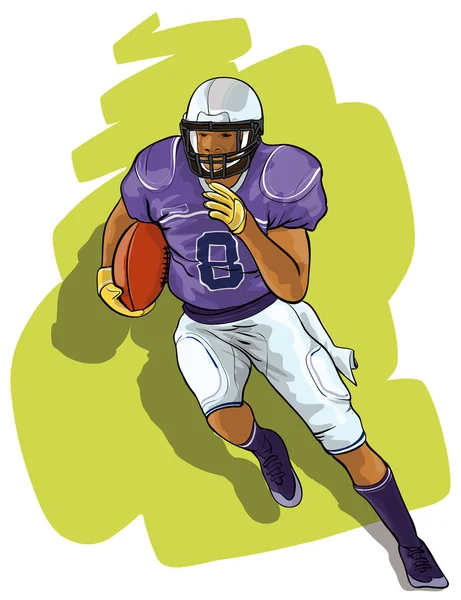 Le joueur de football universitaire avec le ballon — Image vectorielle