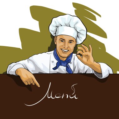 Chef shows on the menu clipart