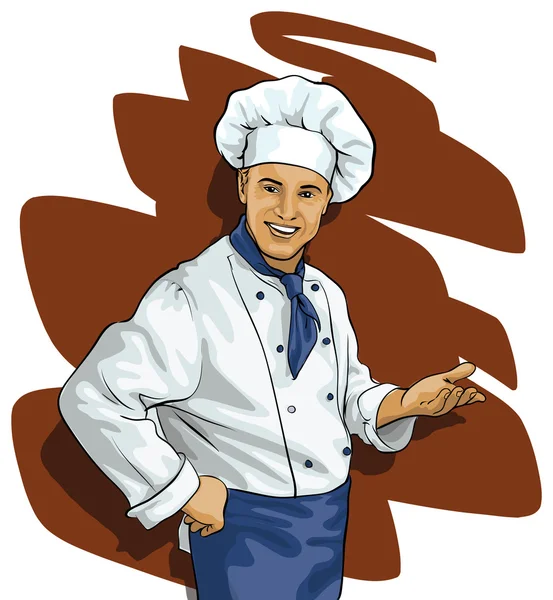 Chef invites or points — Stock Vector