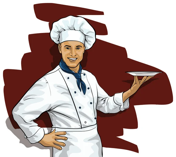 Шеф-кухар з пустою тарілкою — стоковий вектор