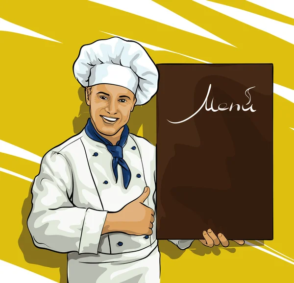 Шеф-кухар з дошкою меню — стоковий вектор
