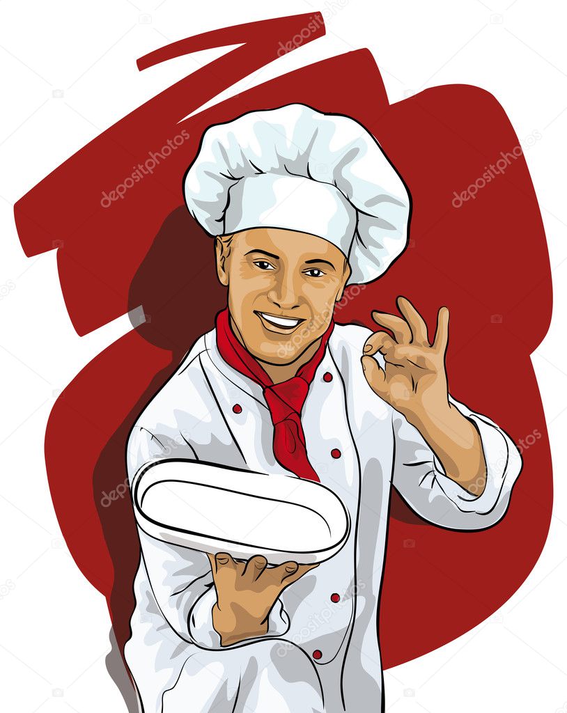 Chef with a blank plate