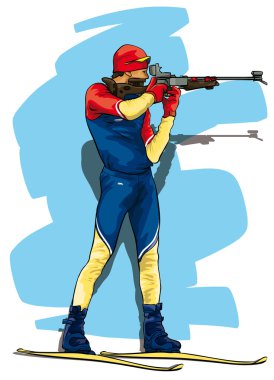 Biathlon. The athlete in the position for firing clipart