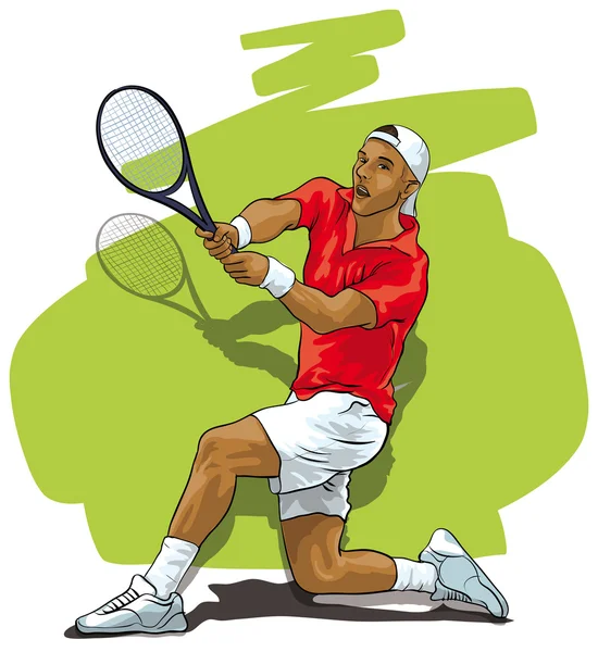 Büyük Tenis. şok yansıtan atlet — Stok Vektör