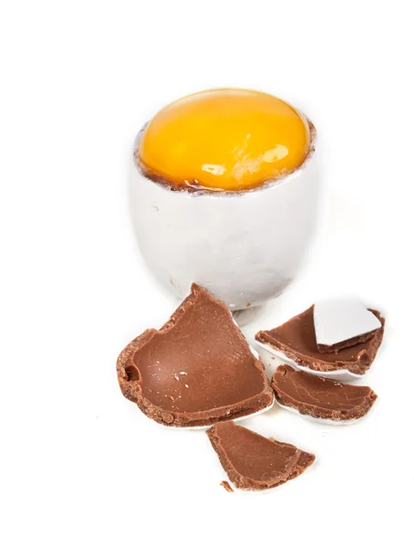 Idoso de ovo amarelo em um ovo branco — Fotografia de Stock