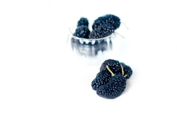 stock image Fresh ripe mulberry over white