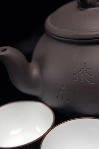 Chinese jasmine tea pot and cups — Stock Photo, Image