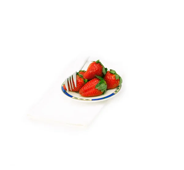 新鲜草莓菜白上 — 图库照片