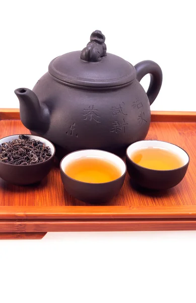 Kínai zöld tea agyagedényt és kupa — Stock Fotó