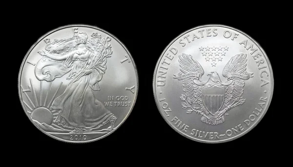 Amerykański orzeł srebrny dolar coin — Zdjęcie stockowe